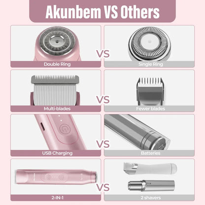 Bikini Trimmer for Women, Electric Shaver and Razor Rechargeable 2-in-1 Body and Facial Epilator