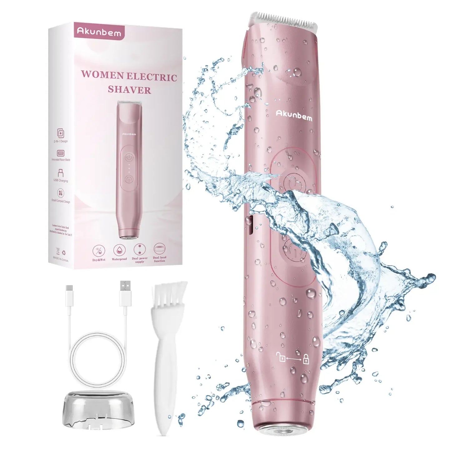 Bikini Trimmer for Women, Electric Shaver and Razor Rechargeable 2-in-1 Body and Facial Epilator