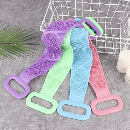 Fashion Silicone Bath Body Brush, Exfoliating Long Silicone Body Back Scrubber, Bath & Body Brushes, Shower Brush, Double-sided Brush