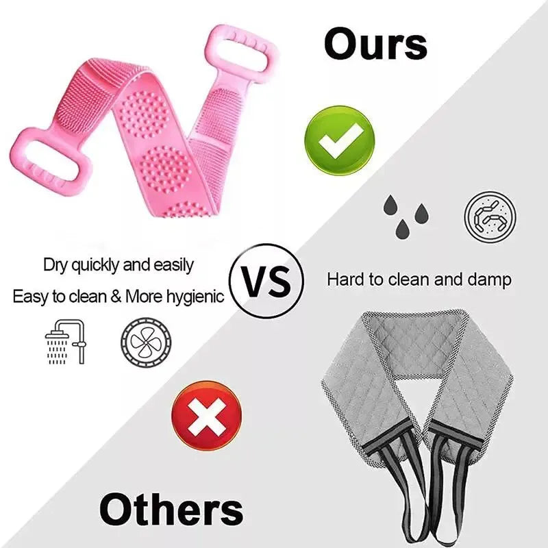 Fashion Silicone Bath Body Brush, Exfoliating Long Silicone Body Back Scrubber, Bath & Body Brushes, Shower Brush, Double-sided Brush