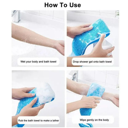 Fashion Silicone Bath Body Brush, Exfoliating Long Silicone Body Back Scrubber, Bath & Body Brushes, Shower Brush, Double-sided Brush
