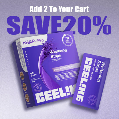 CEELIKE Purple Teeth Whitening Strips - 7/21 whitening sessions - Nano hydroxyapatite, safely protects tooth enamel - Gentle and non-sensitive - Peroxide-free