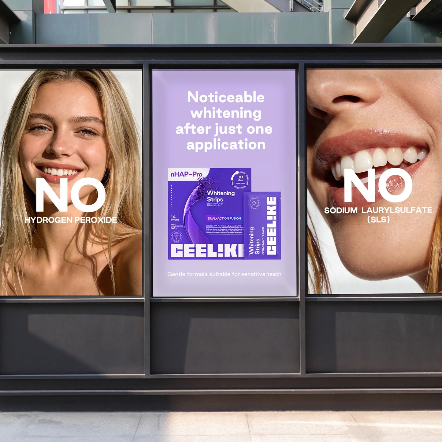 CEELIKE Purple Teeth Whitening Strips - 7/21 whitening sessions - Nano hydroxyapatite, safely protects tooth enamel - Gentle and non-sensitive - Peroxide-free