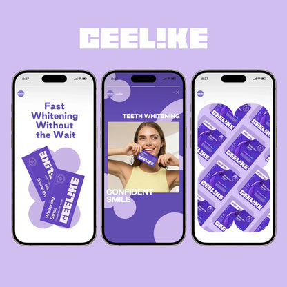 CEELIKE Purple Teeth Whitening Strips - 7/21 whitening sessions - Nano hydroxyapatite, safely protects tooth enamel - Gentle and non-sensitive - Peroxide-free