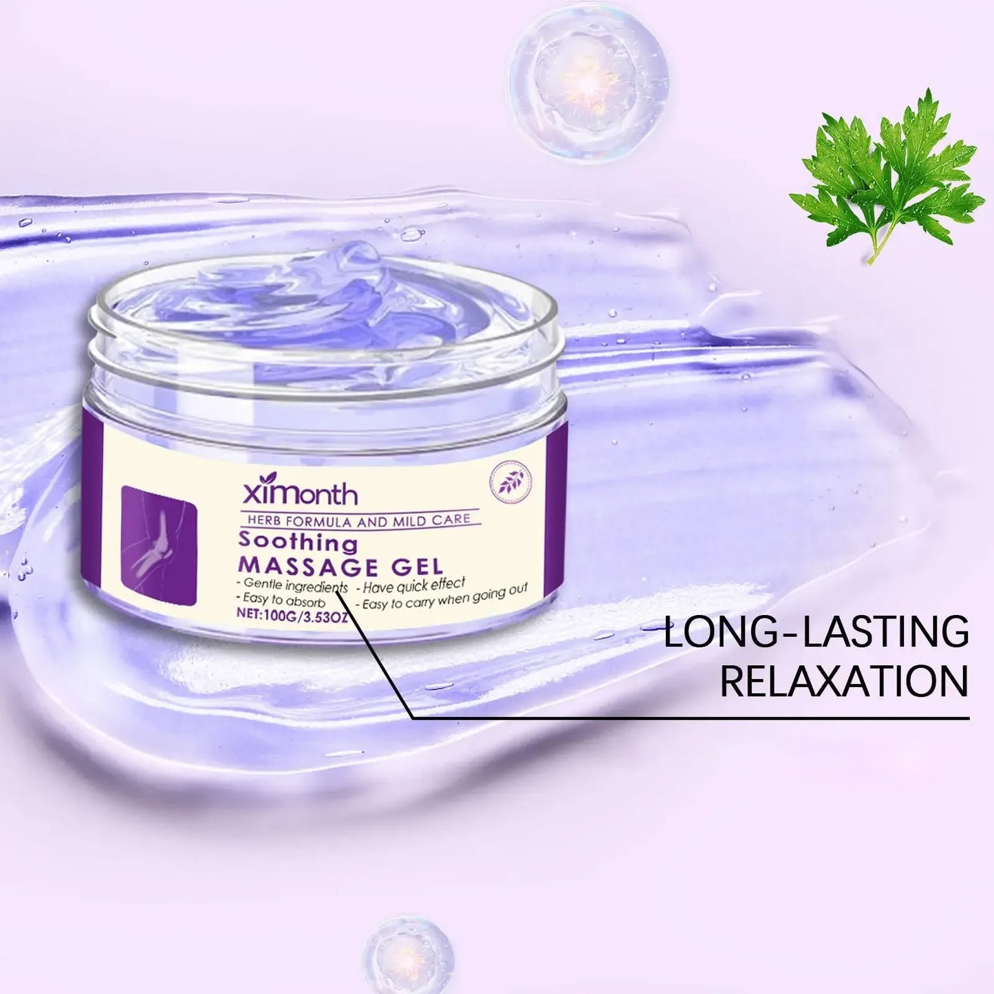 Ximonth 100g Pain Relief Massage Gel, Natural Plant Extracts Soothing Gel, Fast Absorbing Non-Greasy Joint Discomfort Relief