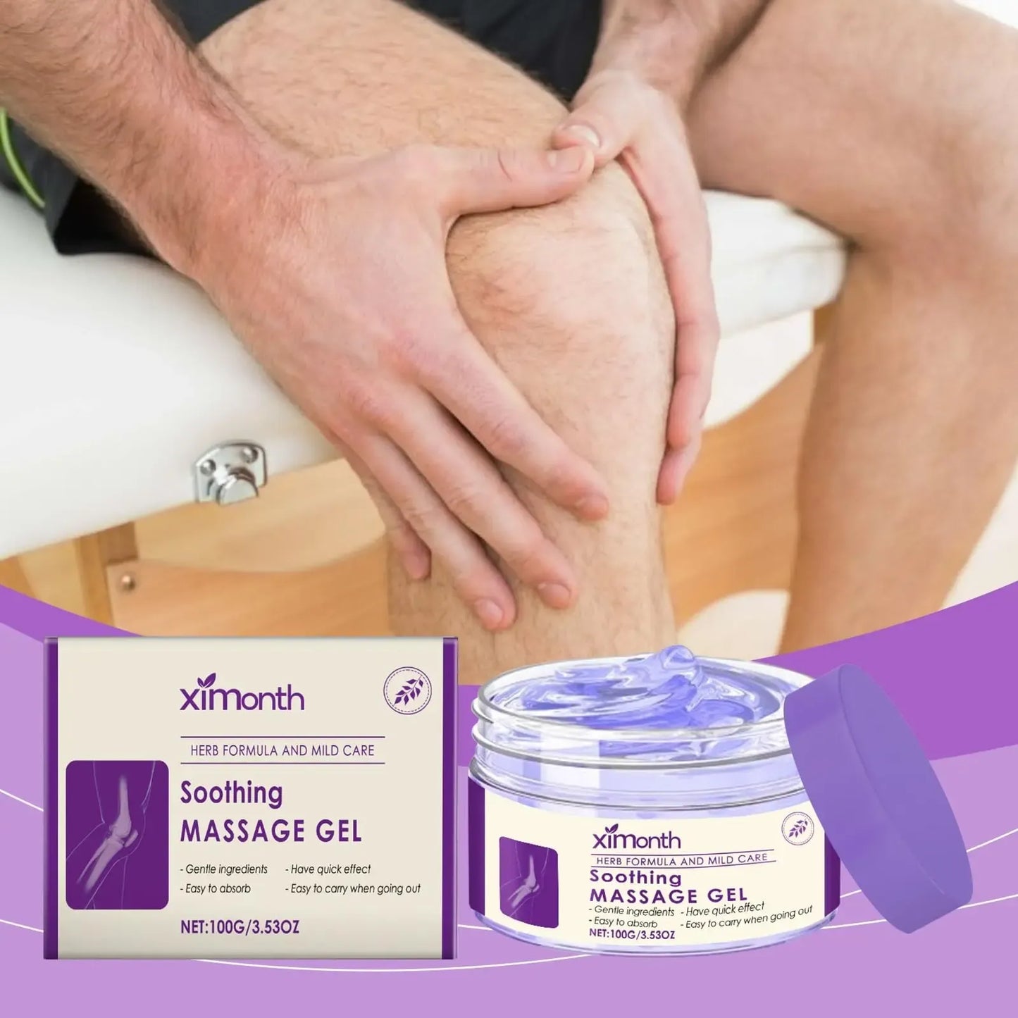 Ximonth 100g Pain Relief Massage Gel, Natural Plant Extracts Soothing Gel, Fast Absorbing Non-Greasy Joint Discomfort Relief