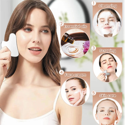 304 Stainless Steel Gua Sha Facial Tools. Comfort Guasha Tool for Face or Body Massage. Relieve Tensions and Reduce Redness Skin Care Tool for Body Treatment, Metal Beauty Essentials mothersdaygift