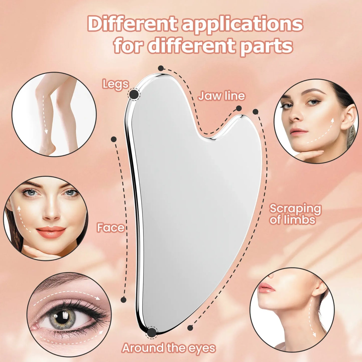 304 Stainless Steel Gua Sha Facial Tools. Comfort Guasha Tool for Face or Body Massage. Relieve Tensions and Reduce Redness Skin Care Tool for Body Treatment, Metal Beauty Essentials mothersdaygift