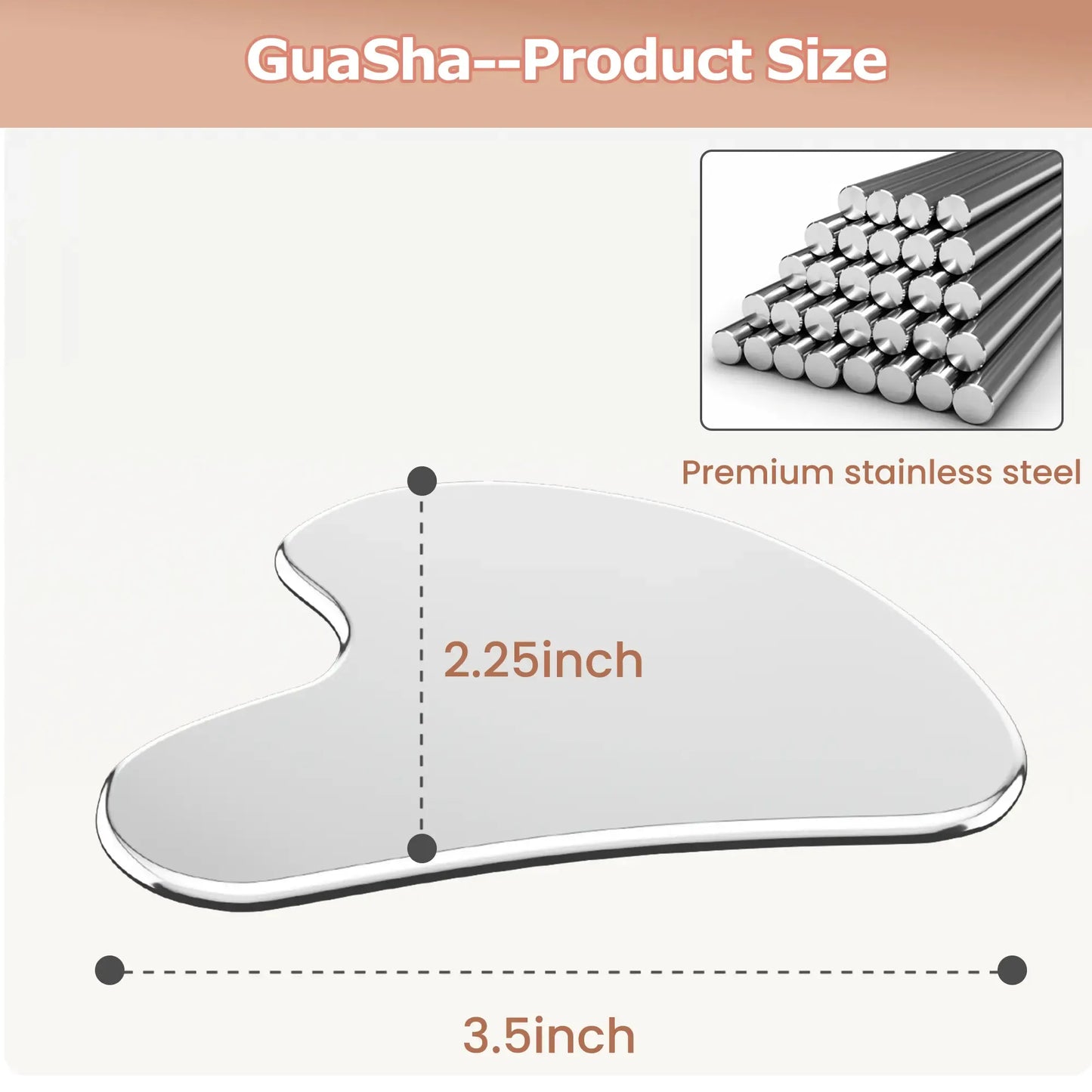304 Stainless Steel Gua Sha Facial Tools. Comfort Guasha Tool for Face or Body Massage. Relieve Tensions and Reduce Redness Skin Care Tool for Body Treatment, Metal Beauty Essentials mothersdaygift