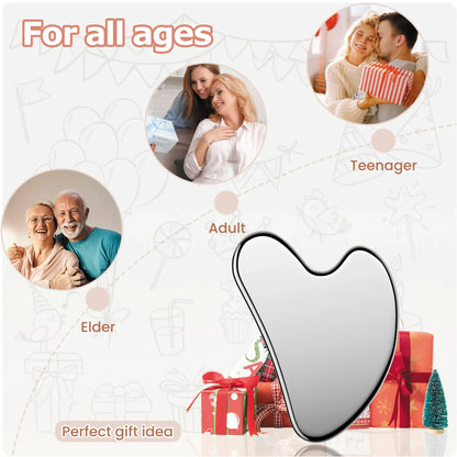304 Stainless Steel Gua Sha Facial Tools. Comfort Guasha Tool for Face or Body Massage. Relieve Tensions and Reduce Redness Skin Care Tool for Body Treatment, Metal Beauty Essentials mothersdaygift