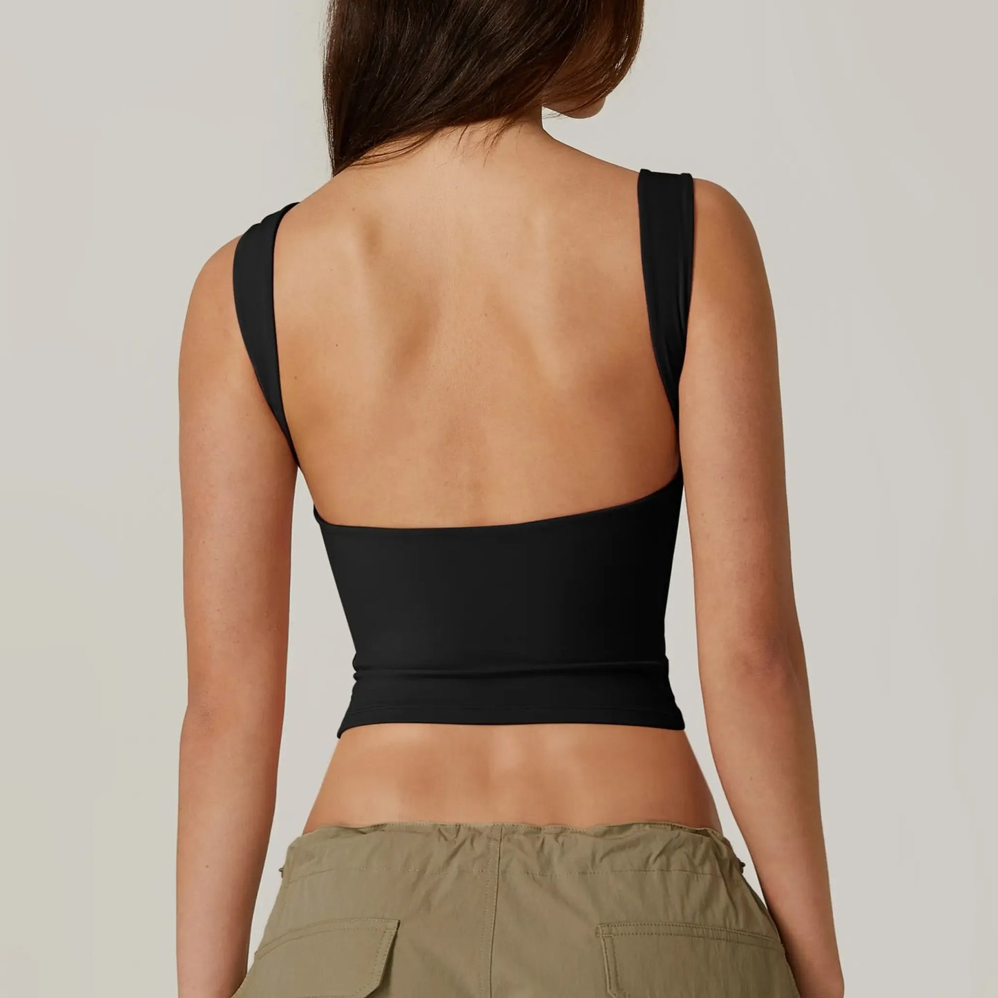 Women's Sexy Open Back Sleeveless Crop Tank High Neck Slim Fit Cropped Tee Shirt Y2k Tops Comfort Fabric