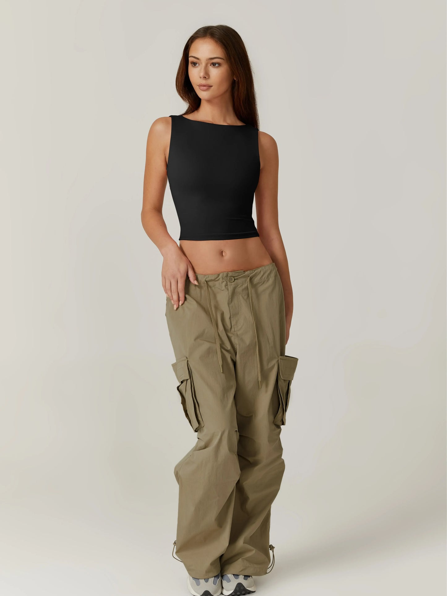 Women's Sexy Open Back Sleeveless Crop Tank High Neck Slim Fit Cropped Tee Shirt Y2k Tops Comfort Fabric