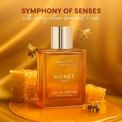 Bellavita Honey Oud Eau De Parfum 100ml (3.4oz) | Unisex Luxury Perfume for Women & Men | Sweet Honey & Smoky Oud | Long-Lasting Arabic Fragrance | Perfect Mother’s Day Gift | Vegan & Cruelty-Free