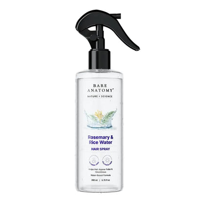 Bare Anatomy Nature x Science Rosemary Water with Rice Water |100% Natural Extract | Soft & Smooth Hair Non-Greasy & Fast Absorbing | 200 ml