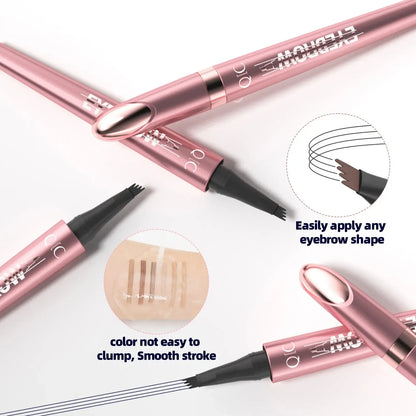 Waterproof Micro-Fork Eyebrow Pencil, Long-Lasting Brow Pen for Natural Hair-Like Strokes, Smudge-Proof Makeup Tool for Daily Use & Soft Glam