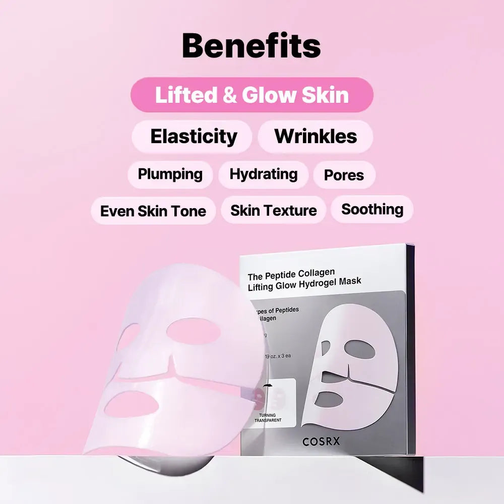 [COSRX Official] Pretty in Pink - Lift & Bright | The Peptide Collagen Hydrogel Eye Patch (60 patches) | The Peptide Collagen Lifting Glow Hydrogel Mask_3ea | The 6 Peptide First Step Serum  |  Lift, Firm and Glow with Peptides & Collagen