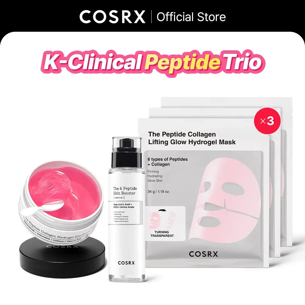 [COSRX Official] Pretty in Pink - Lift & Bright | The Peptide Collagen Hydrogel Eye Patch (60 patches) | The Peptide Collagen Lifting Glow Hydrogel Mask_3ea | The 6 Peptide First Step Serum  |  Lift, Firm and Glow with Peptides & Collagen
