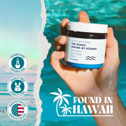 Natural Soothing Cream with Sea Moss & Oats - Eczema & Psoriasis Relief - Ocean Minerals - for Sensitive Skin - Hydrating Eczema Cream for Dry Skin Healing Therapeutic