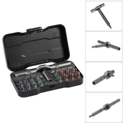 SEESE 24 in 1 DlY Screwdriver Set,1 Set SwitchableScrewdriver Shape Magnetic Screwdriver Set,Compact and Portable Ratchet Screw0driver SetHome Repair Tool Box