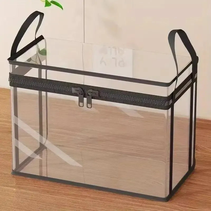 Large Clear Thick Plastic Storage Box with Hinged Lid, Heavy-Duty Durable High Capacity Organizer, Perfect for Home, Camping, Travel, Attic and Moving