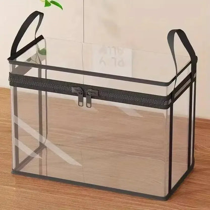 Large Clear Thick Plastic Storage Box with Hinged Lid, Heavy-Duty Durable High Capacity Organizer, Perfect for Home, Camping, Travel, Attic and Moving