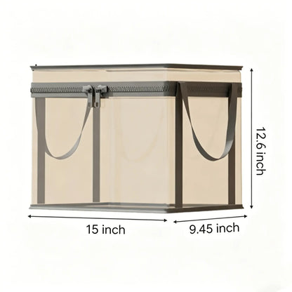 Large Clear Thick Plastic Storage Box with Hinged Lid, Heavy-Duty Durable High Capacity Organizer, Perfect for Home, Camping, Travel, Attic and Moving