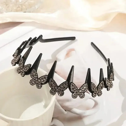 Wavy Crystal Headband Set, Plain Unisex Hair Accessory, Lightweight Wave-Shape Band with Sparkling Crystal Accents, Non-Slip Secure Grip, Ideal for Weddings & Everyday Wear,summervibes