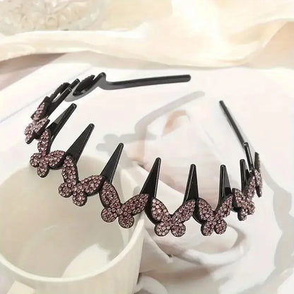 Wavy Crystal Headband Set, Plain Unisex Hair Accessory, Lightweight Wave-Shape Band with Sparkling Crystal Accents, Non-Slip Secure Grip, Ideal for Weddings & Everyday Wear,summervibes