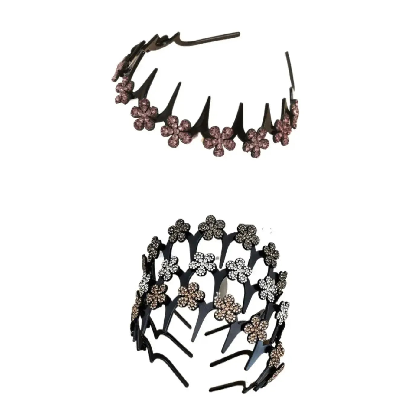Wavy Crystal Headband Set, Plain Unisex Hair Accessory, Lightweight Wave-Shape Band with Sparkling Crystal Accents, Non-Slip Secure Grip, Ideal for Weddings & Everyday Wear,summervibes