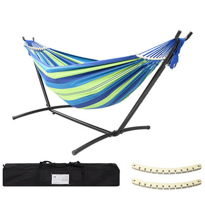 SummerVibes Hammock with Stand Included 450lb Capacity Steel Stand, Premium Carry Bag Included and Two Anti Roll Balance Beam