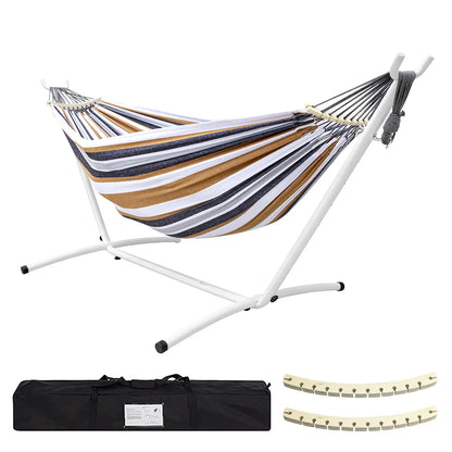 SummerVibes Hammock with Stand Included 450lb Capacity Steel Stand, Premium Carry Bag Included and Two Anti Roll Balance Beam