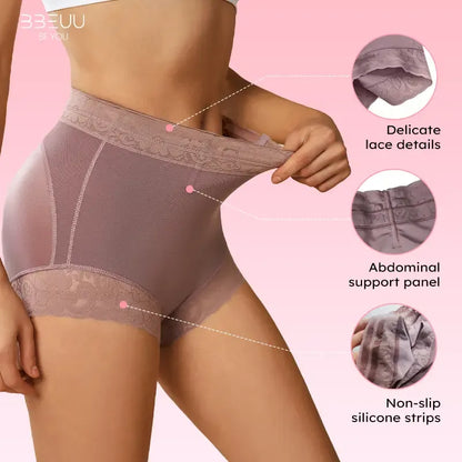 High Waist Shapewear Panty with Anti-Slip Silicone Band - Stretchy Breathable & Seamless Tummy Control Butt Lifting for Everyday Confidence Women's Basic Minimalist Multi Colors 3Pcs-BS