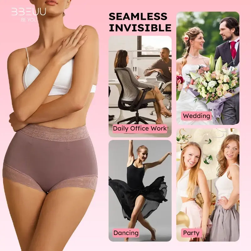 High Waist Shapewear Panty with Anti-Slip Silicone Band - Stretchy Breathable & Seamless Tummy Control Butt Lifting for Everyday Confidence Women's Basic Minimalist Multi Colors 3Pcs-BS
