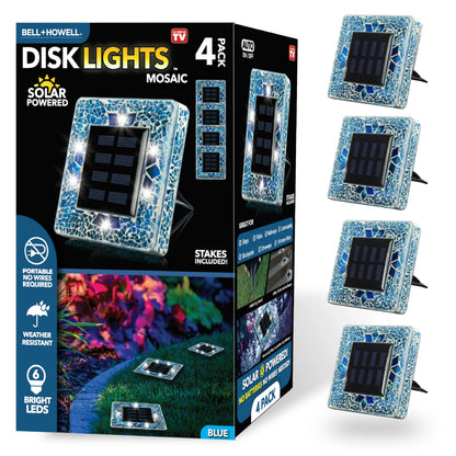 Solar Outdoor Mosaic Disk Lights, Waterproof Decorative Pathway LED Light, Auto On/Off