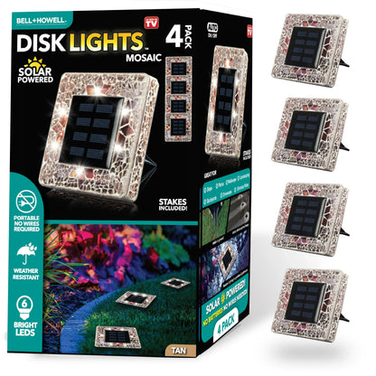 Solar Outdoor Mosaic Disk Lights, Waterproof Decorative Pathway LED Light, Auto On/Off