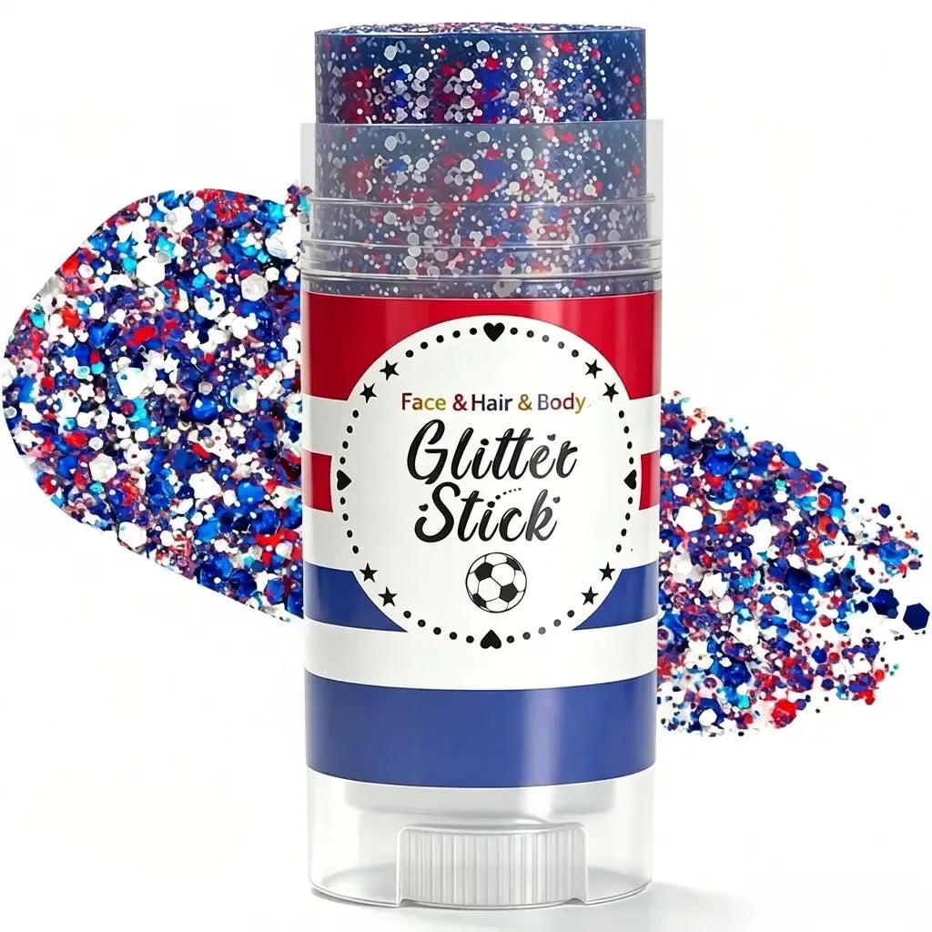 4th of July Glitter Stick | Red, White & Blue Body & Hair Sparkle for Independence Day Party, Festival & Fun Holiday Look