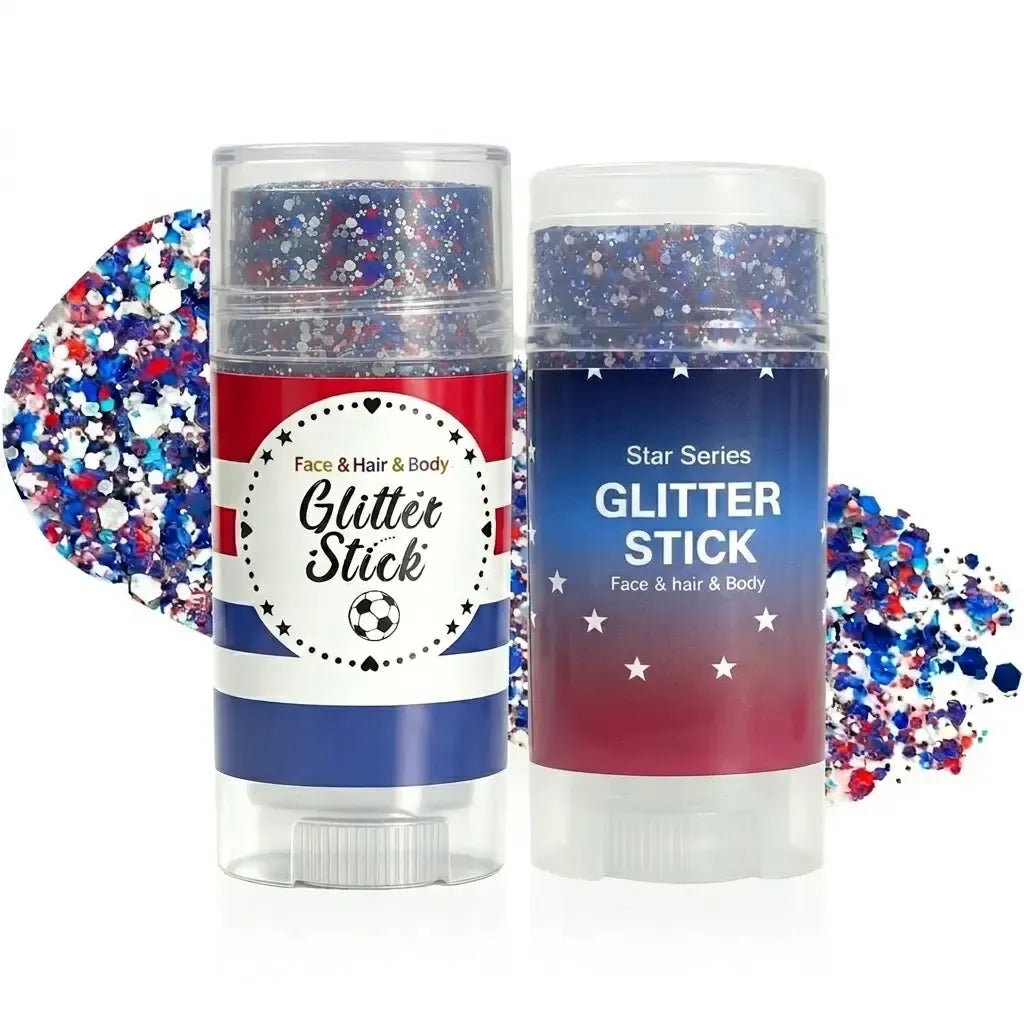 4th of July Glitter Stick | Red, White & Blue Body & Hair Sparkle for Independence Day Party, Festival & Fun Holiday Look
