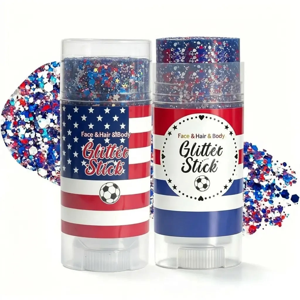 4th of July Glitter Stick | Red, White & Blue Body & Hair Sparkle for Independence Day Party, Festival & Fun Holiday Look