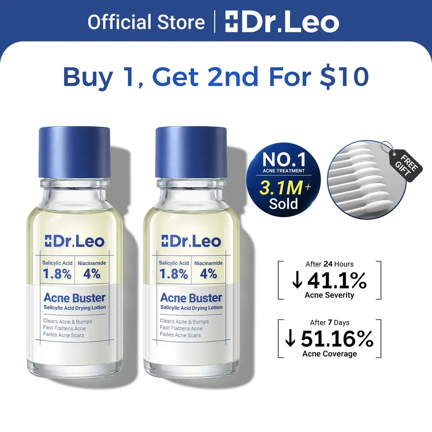 Dr.Leo Drying Lotion | Pimple Treatment & Body Acne Treatment | Visibly Shrinks Pimples in 24 Hours & Helps Fade Acne Marks in 7 Days | With 1.8% Encapsulated Salicylic Acid, 4% Niacinamide & 10% Sulfur (20ml) #mothersdaygift #Summervibes