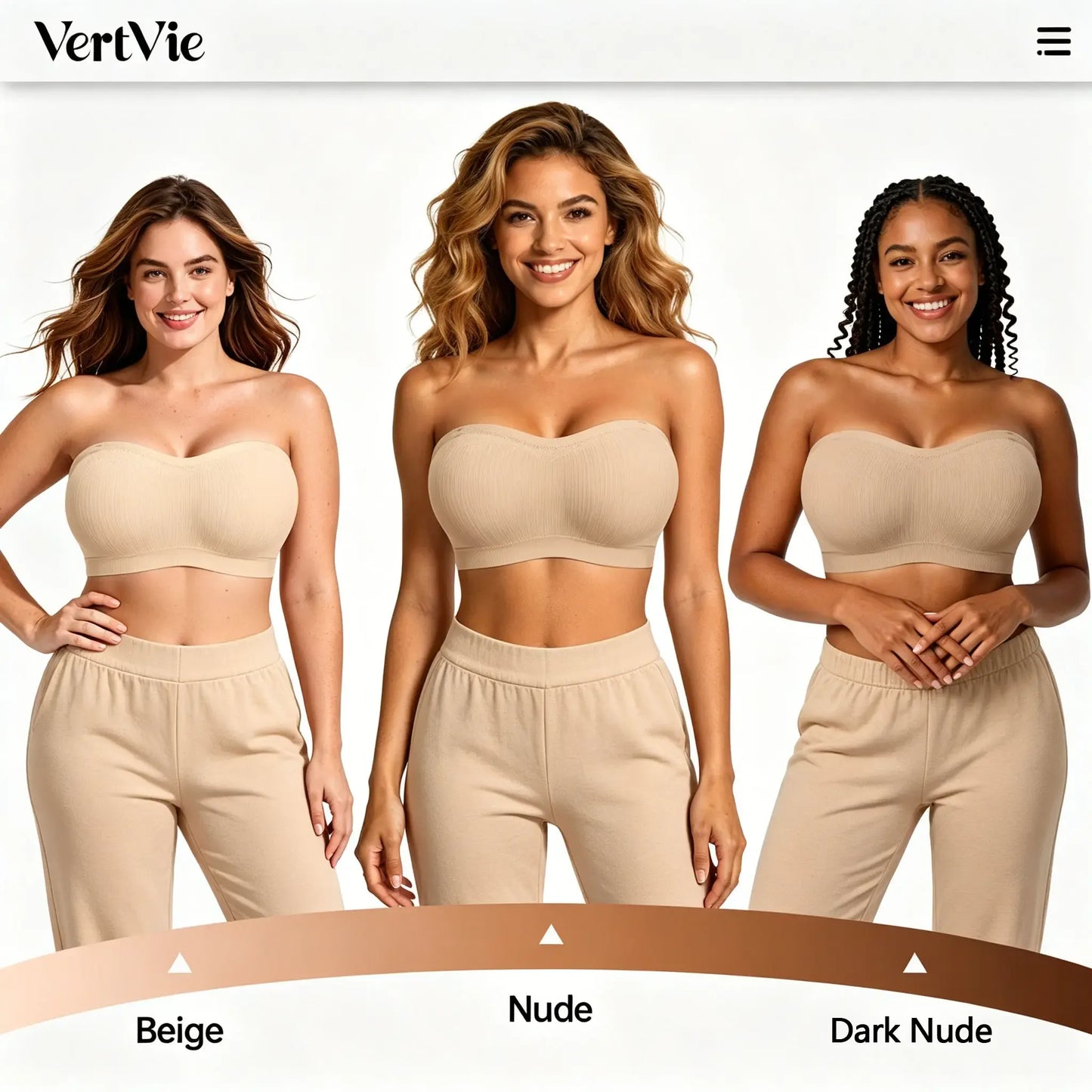 ZOE Stay Put Bandeau Bra, Strapless Bra Wireless Seamless Comfort Day