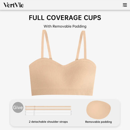 ZOE Stay Put Bandeau Bra, Strapless Bra Wireless Seamless Comfort Day