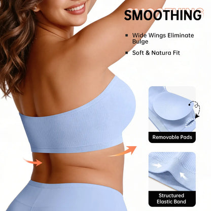 ZOE Stay Put Bandeau Bra, Strapless Bra Wireless Seamless Comfort Day