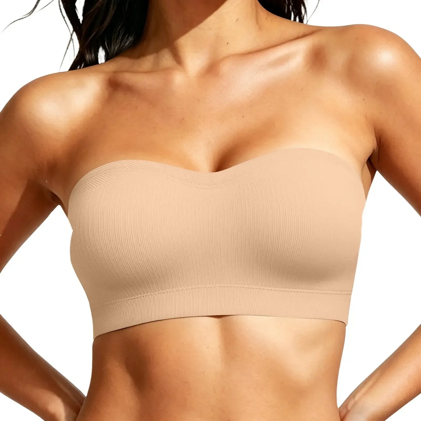 ZOE Stay Put Bandeau Bra, Strapless Bra Wireless Seamless Comfort Day