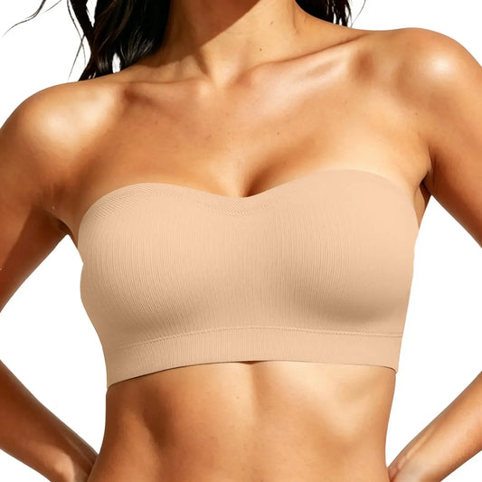 ZOE Stay Put Bandeau Bra, Strapless Bra Wireless Seamless Comfort Day