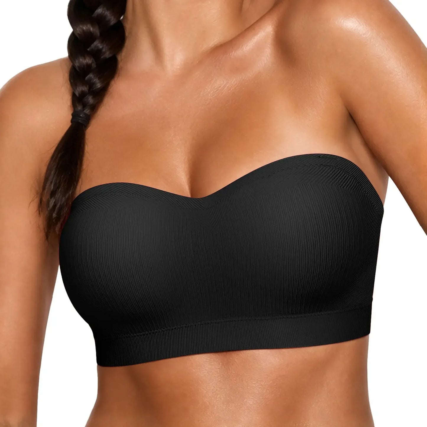 ZOE Stay Put Bandeau Bra, Strapless Bra Wireless Seamless Comfort Day