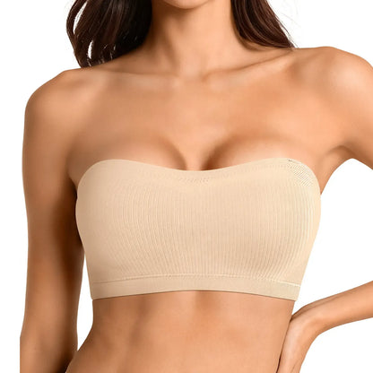ZOE Stay Put Bandeau Bra, Strapless Bra Wireless Seamless Comfort Day