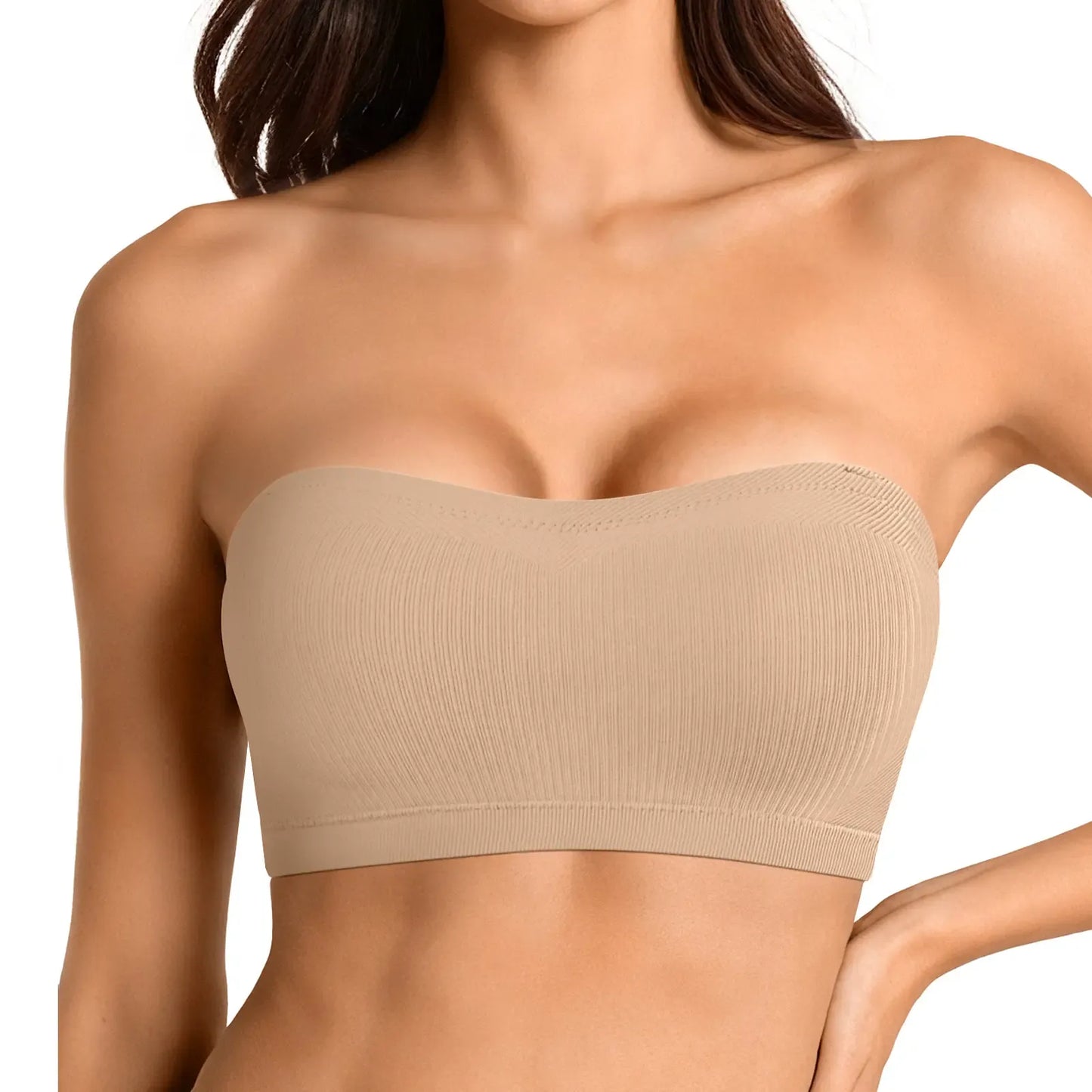 ZOE Stay Put Bandeau Bra, Strapless Bra Wireless Seamless Comfort Day