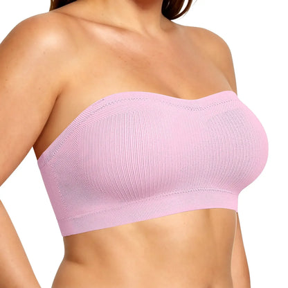 ZOE Stay Put Bandeau Bra, Strapless Bra Wireless Seamless Comfort Day