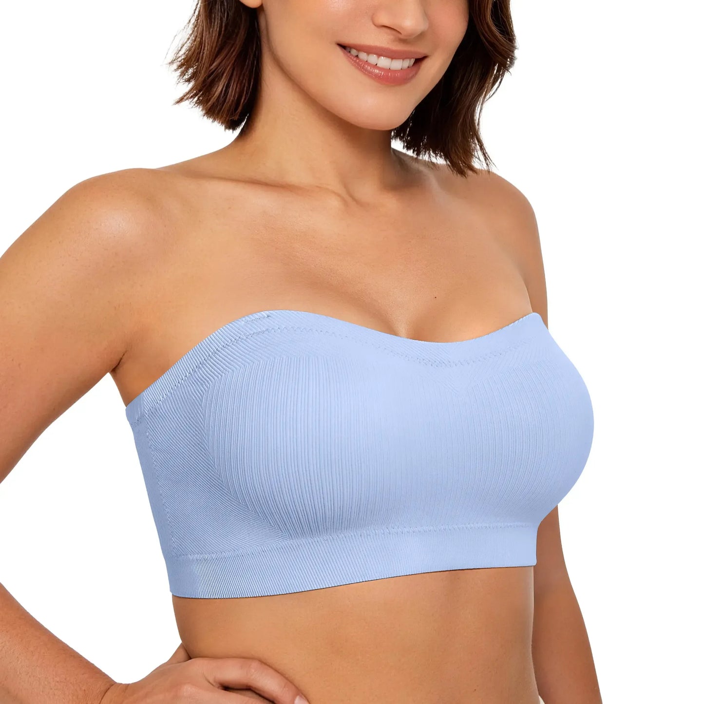 ZOE Stay Put Bandeau Bra, Strapless Bra Wireless Seamless Comfort Day