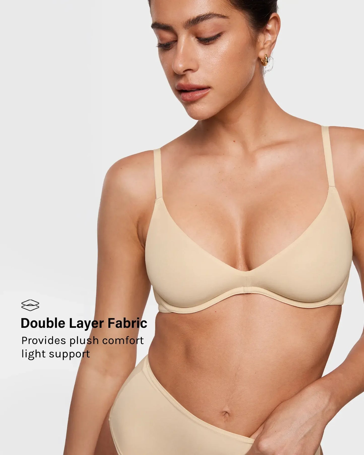 Women's Inbarely Plus Plunge Bra - Unlined Underwire Sexy Demi Balconette Bras